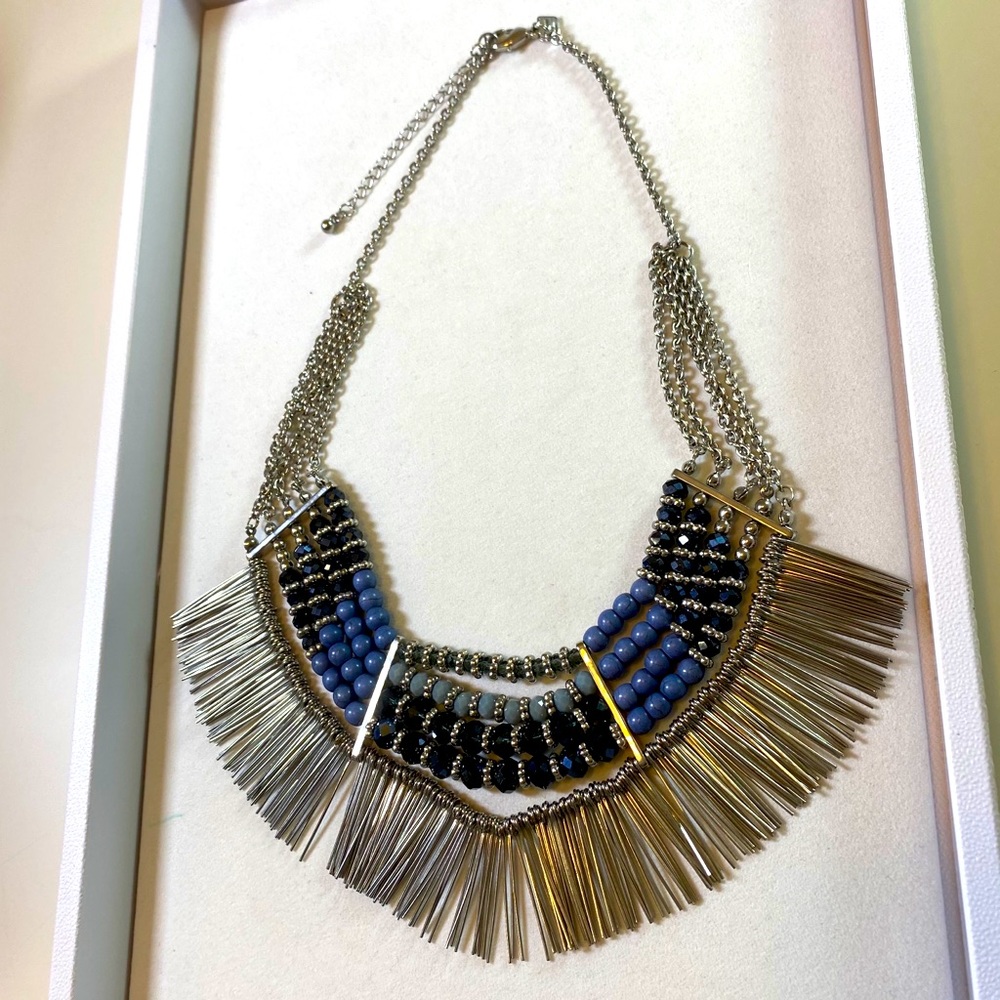 Cayman Silver and Blue Necklace